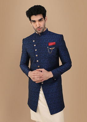 Alluring Blue Party Wear Indo Western Set image number 0
